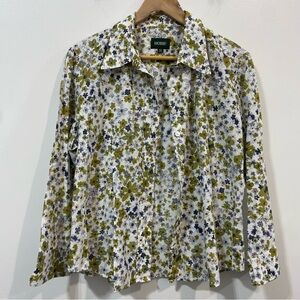 Hobbs London Cotton Fall Cottagecore Floral Button-Up Long Sleeve Shirt Size 12